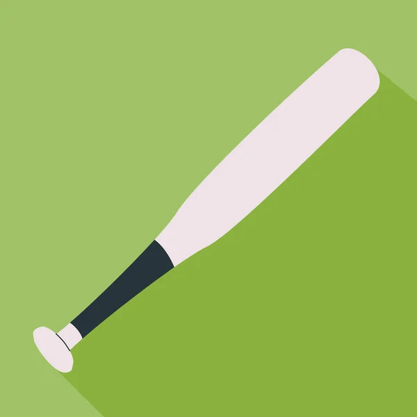 棒球棒图标 绿色背景上有长长的阴影 矢量说明 — 图库矢量图片
