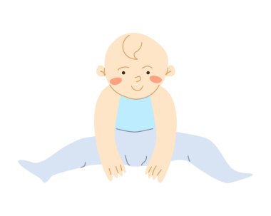 Çizgi film çocuğu oturuyor, vektör çizimi izole edilmiş.