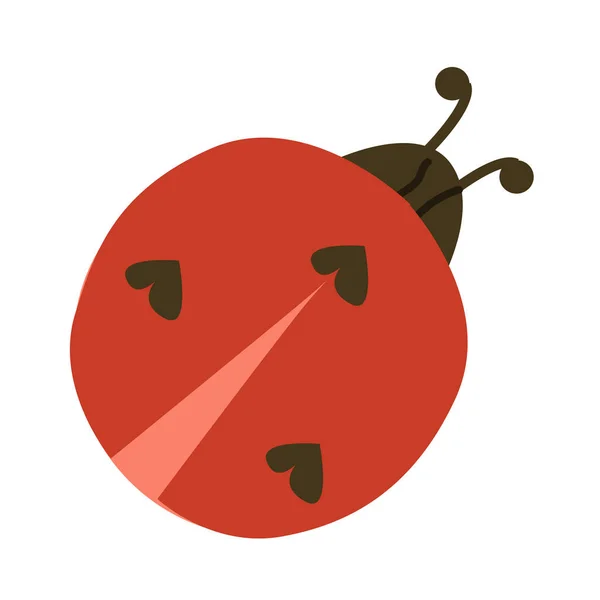 Cute Ladybird Simple Flat Design Cartoon Vector Illustration Isolated White — Stock Vector
