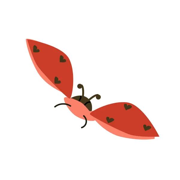 Lovebug Volador Ledybug Una Caricatura Diseño Lat Ilustración Vectorial — Archivo Imágenes Vectoriales