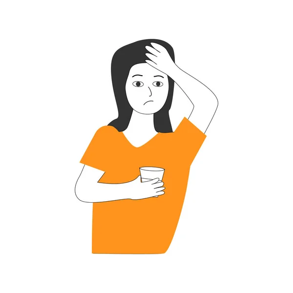 Woman Flat Style Headache Vector Illustration Isolated Suitable Medicine Concept — Stock Vector