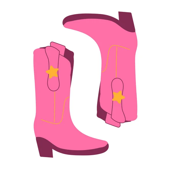 Pink Cowboy Boots Girls Flat Style Vector Illustration Isolated — Stock Vector