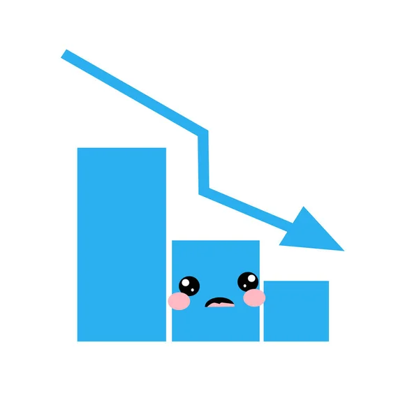 Falling Arrow Chart Conceito Crise Estilo Kawai Desenhos Animados —  Vetores de Stock