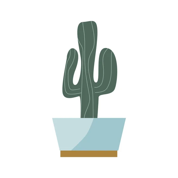 Cactus Suculentos Planos Maceta Ilustración Vectorial Aislada Con Sombra Cactus — Archivo Imágenes Vectoriales