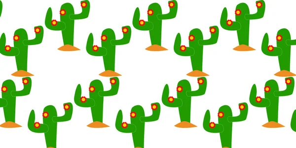 Motif Mexicain Brillant Avec Des Cactus Sur Fond Blanc Illustration — Image vectorielle