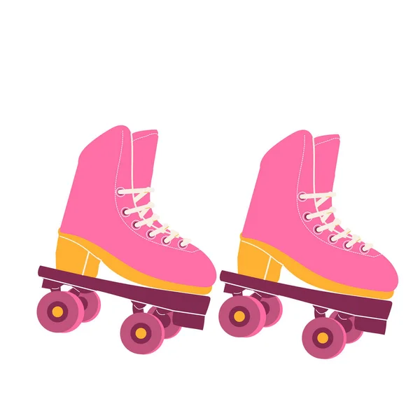 Rolschaatsen Een Roze Kleur Trendy Retro Stijl Platte Illustratie Geïsoleerd — Stockvector