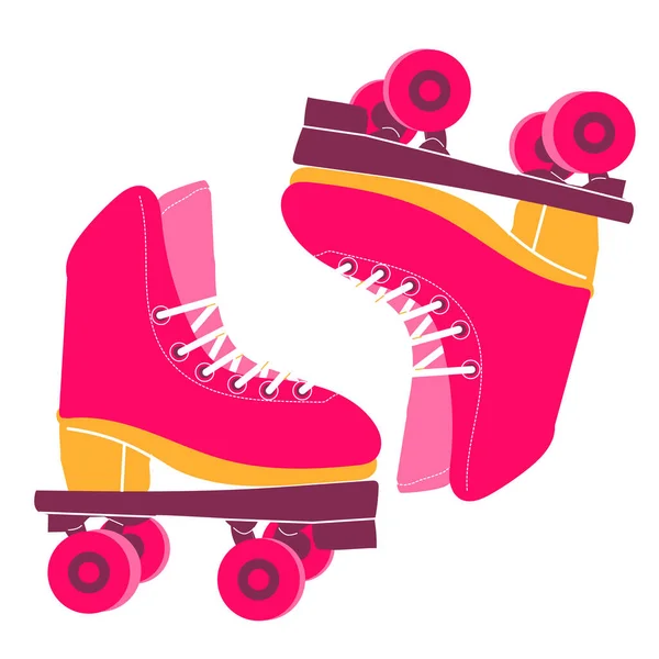 1980 Talet Och Talet Retro Heeled Roller Skates Bright Crimson — Stock vektor