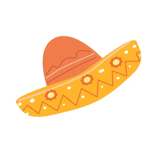 Chapeau Mexicain Sombrero Avec Patern Mexicain Illustration Vectorielle Isolée — Image vectorielle