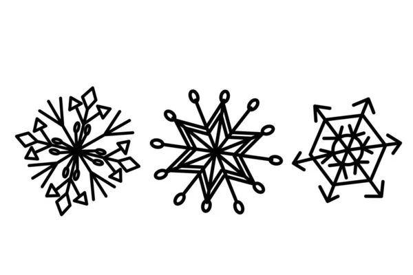 単離された美しい雪片のアイコンのセット ベクトルイラスト 冬の雪に覆われた背景 霜のアイコンおよびカードで使用できる — ストックベクタ