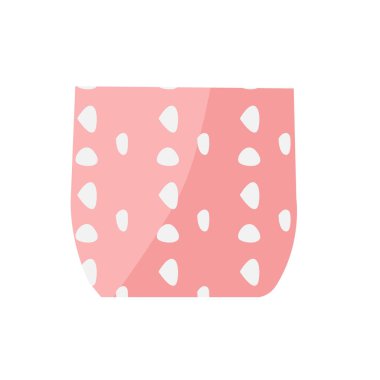 Seramik boş, süslemeli pembe saksı, izole edilmiş ikon. Şirin pembe tencerenin vektör çizimi. Moda İskandinav tarzı. 