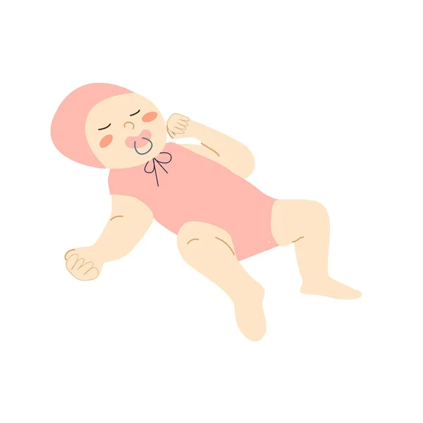 Cute Baby Girl Sleep Cartoon Vector Vector Illustration White Background — Stock Vector