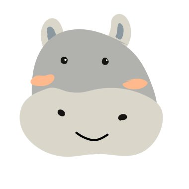 Tatlı hayvan suaygırı portresi, yüzü soyutlanmış. Tişört baskısı, posterler ve dekoratif ögeler için vektör illüstrasyonuName. 