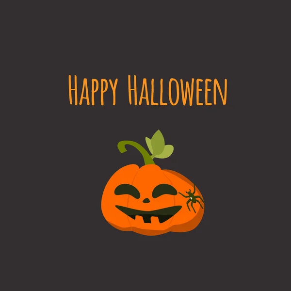 Χαριτωμένη Ευχετήρια Κάρτα Happy Halloween Pumkin Πρόσωπο Τέρας Εικονογράφηση Διανύσματος — Διανυσματικό Αρχείο