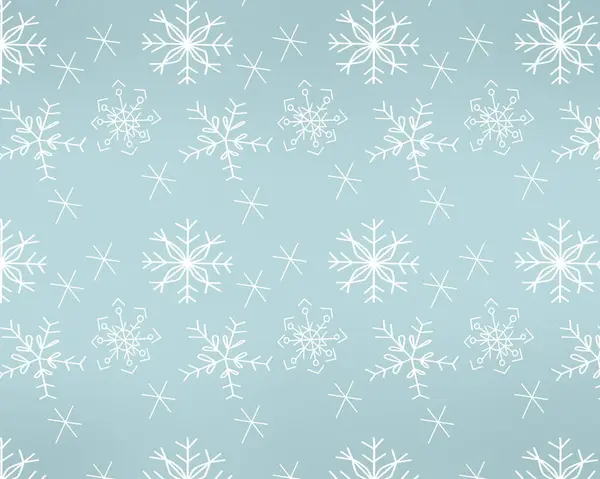 Schneeblauer Hintergrund Weihnachten Verschneite Winterkulisse Weiße Schneeflocken Auf Blauem Hintergrund — Stockvektor