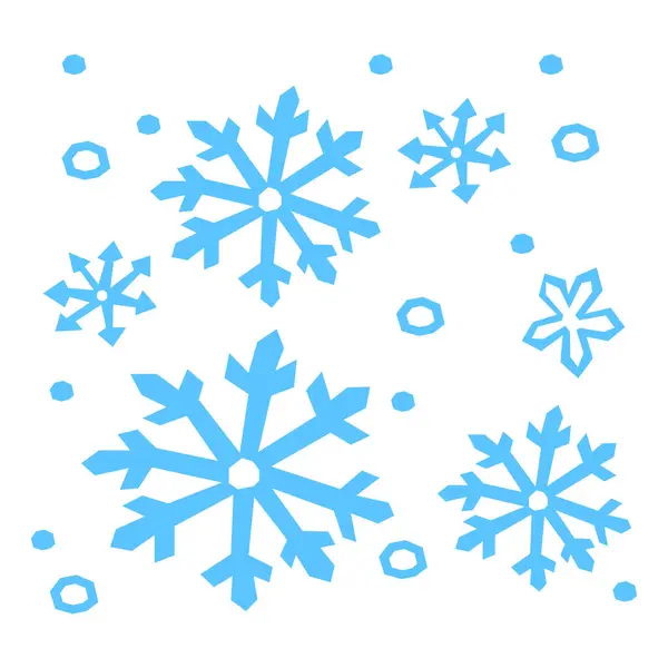Motivo Neve Con Fiocchi Neve Cristalli Sfondo Bianco Decorativo Con — Vettoriale Stock