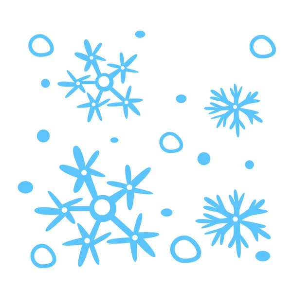 雪无缝图案与雪花和雪泡隔离 可用于圣诞节背景 寒假横幅和传单 — 图库矢量图片