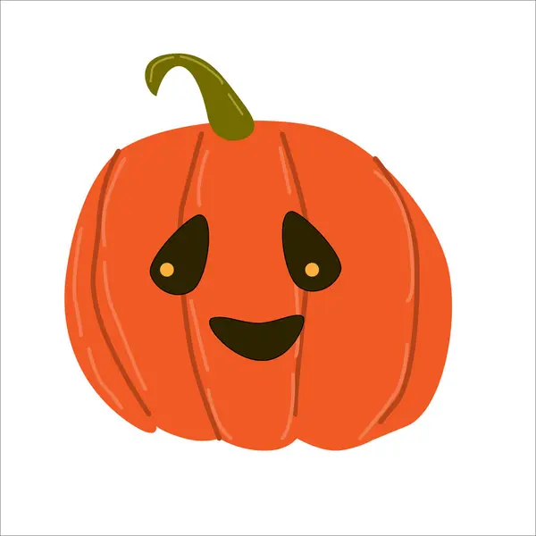 Glad Halloween Karaktär Pumpa Söt Ansikte Vektorillustration Isolerad Användbar För — Stock vektor