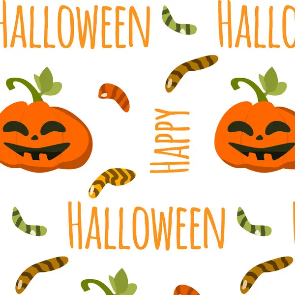 Nahtlose Süßigkeiten Hintergrund Mit Kürbis Von Halloween Feiertag Vektorabbildung Isoliert — Stockvektor