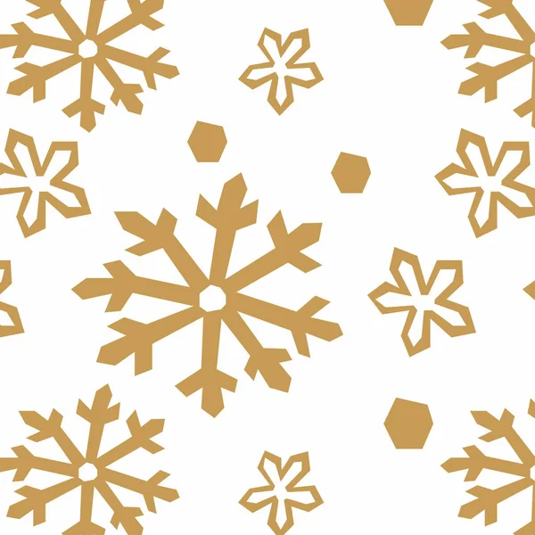 无缝隙冬季图案背景与金色雪花 可用于印刷和网页设计 — 图库矢量图片