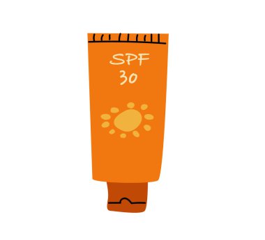 sunscreen cream spf 50 for skin care, sun protect. Vector illustration for cosmetic banner. flyer. Can used for beauty background, card.  clipart