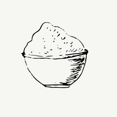 Spiulina veya kibrit çay tozu - izole vektör. El çizimi tarzında vektör illüstrasyonu. Süper yiyecek ambalaj kağıdı, etiket, pankart için kullanılabilir. 