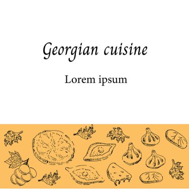 Sosyal ağ şablonu için Kafkaslar afişi. Vektör illüstrasyonu instagram için kullanılabilir. El çizimi eskiz tarzı. 