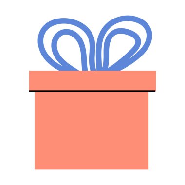 Sarı yay ile izole edilmiş pembe kutu. Kutlama afişi, yıldönümü tasarımı ve tebrik kartı için uygun vektör illüstrasyonu. El çizimi stili. Görünümün üstünde. 