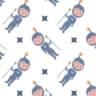 Yıldızsız geçmişi olan yakışıklı şövalye. Vektör illüstrasyonu