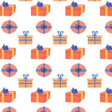 Tatil pembesi ve şeftali pürüzsüz bir desen sunar. Hediye verme sezonu illüstrasyonu. Vector Holiday hediye paketleri, ambalajlar, arka planlar için kusursuz bir dokuma. Vektör illüstrasyonu