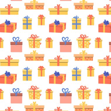 Doğum günü xmas kutulu kusursuz arka plan. Vektör illüstrasyonu