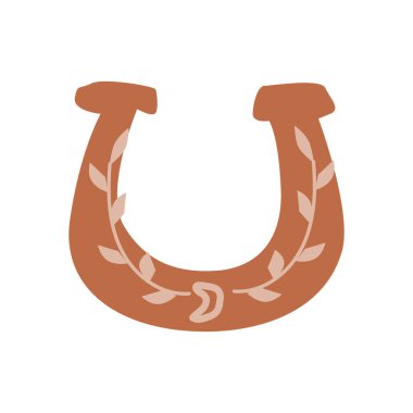 El yapımı batı unsuru - çiçek dallı boho at nalı. Vektör çizimi izole edildi. 