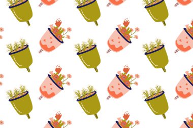 Adet bardağının dikişsiz şekli. Vektör illüstrasyonu izole edildi. Ambalaj kağıdı, kadın sağlıklı konsept, periyotlarda yeniden kullanılabilir malzeme için kullanılabilir. 