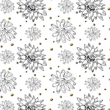 El yapımı, çiçekli elementlerin ana hatları. Tekstil, ambalaj ve dekorasyon için vektör illüstrasyonu kullanılabilir. 