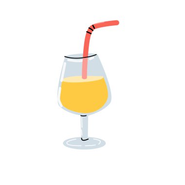 Saman ve kokteyl ile izole edilmiş vektör yaz içeceği bardağı. Etiket için vektör illüstrasyonu kullanılabilir. Pankart, broşür, kart. 