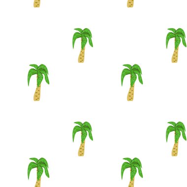 Tekstil için küçük tropikal desenli palmiye ağacı. Tropikal bitki palmiyesinin vektör çizimi. Tekstil, ambalaj kağıdı, poster için kullanılabilir.. 