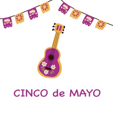 Cinco de mayonez için kutlama geçmişi. Tebrik kartı veya afiş için vektör illüstrasyonu