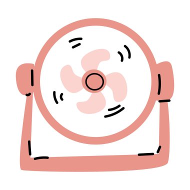 El çizimi basit taşınabilir vantilatör - elektrikli alet. Pastel renklerde fan illüstrasyonuName. 