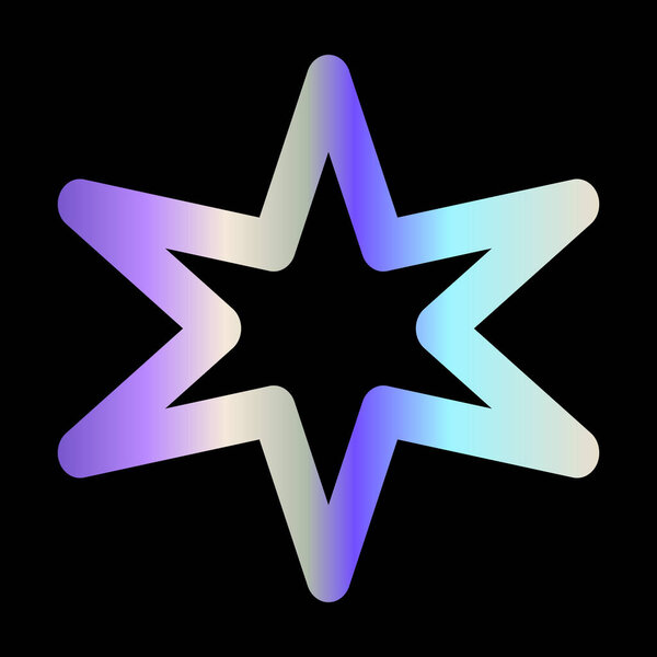 Градиентный элемент Y2k, звезда-наклейка 2000-х годов с голограммой, векторный футуристический стиль, модная хромированная форма. Абстрактный эстетический ретро-элемент.