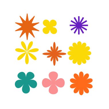 Saf, şakacı, soyut şekilli çıkartmalar. Çember, oval, dikdörtgen, modaya uygun olarak kemerli. Gaddarlığın estetik geçmişi. Dalgalı geometrik elementlerle vektör illüstrasyonu.