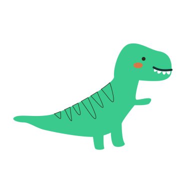 Tyrannosaurus dinozoru beyaz arka planda izole edilmiş vektör çizimi. Poster için sevimli çocuklar, giysi için baskılar, tekstil, çocuk tasarımı, çıkartmalar..