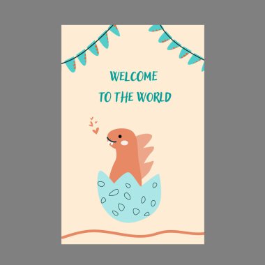 Çocuklar için şirin hayvan kartları, doğum günü partisi posterleri. Dinozorlar tebrik kartları, yavru hayvanların el yapımı tasarımı. Doğum günü kutlaması, çocukların arka planda kalmasını sağlar..