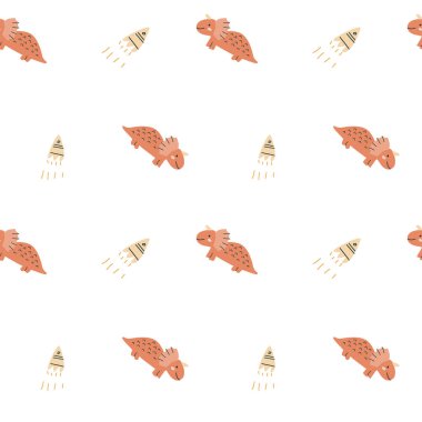 Çocukların sevimli hayvan desenleri. Yavru dinozorların kusursuz bir geçmişi var. Çocuk odası tasarımı. Şirin bebek dinozorlar veya ejderhalar deseni kumaş baskısı, kapak tasarımı, tekstil, duvar kağıtları için. Küçük hayvanlar..