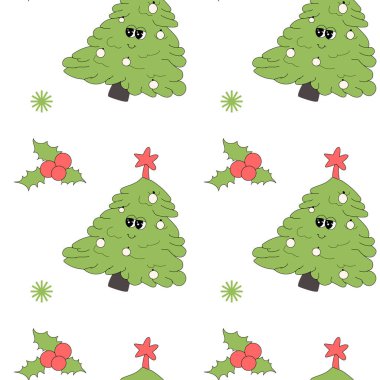 Y2k elementli mutlu yeni yıl örnekleri. Noel Baba, kartopu, Noel ağacı ve hediyeleri olan harika karakterler. 60 'lı, 70' li ve 2000 'li yılların modası geçmiş hippi modelleri.