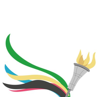 Renkli dalgalı şeritli spor meşalesi. Davetiyeler için, el ilanları.