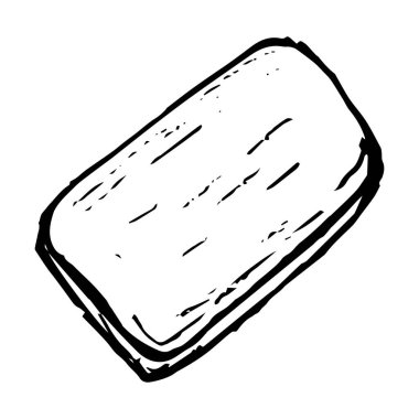 Ahşap tahta kesmek için elle çizilmiş eskiz tarzı. Saplı dikdörtgen tahta. Üst Manzara. Mutfak aletleri, klasik vektör illüstrasyonu. Beyaz arka planda izole edilmiş. İşleme illüstrasyonu.