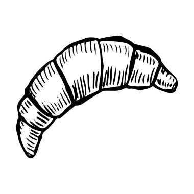 Elle çizilmiş çizimde ekmek ya da pasta vektör çizimi. Pastane için buğday ürünü kabartma ögesi.