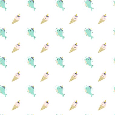 Çocuklar için konfeti ve şirin hayvanlı bir tatil modeli. Çocukça bir doğum günü daveti ve kusursuz bir geçmiş kutlaması. Tek boynuzlu şirin karakter ambalaj kağıdı ve kartpostallar için basılabilir tasarım..