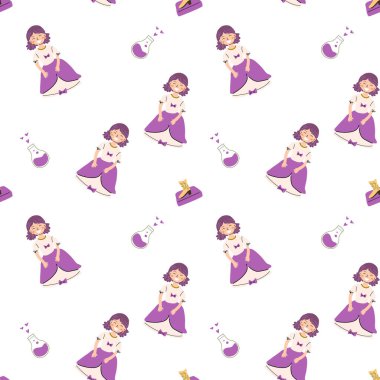 Prenses ve Kale ile çocuk peri desenleri. Tatlı fantezi dünyası klipsi arka planı. Çizgi film karakterleri ile çocuksu sihirli desen.