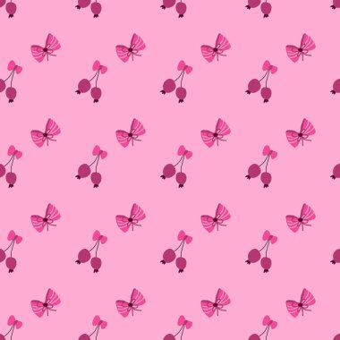 Sevimli çocuklar moda geçmişi. Yay ve çilek desenli çilek veya kirazlı. Kız kıyafetleri, yaz havluları için romantik dekorasyon..