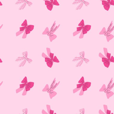 Yeşil ya da pembe renkli şirin yay düğümsüz desen. Çocukların moda geçmişi için kullanılabilir.